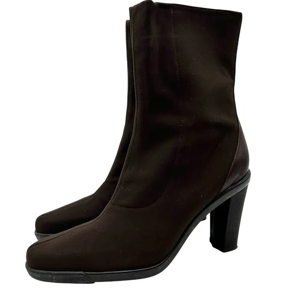 Donald J Pliner repe Elastic Mid Calf Boots Size 9 Brown Heeled Italy Designer